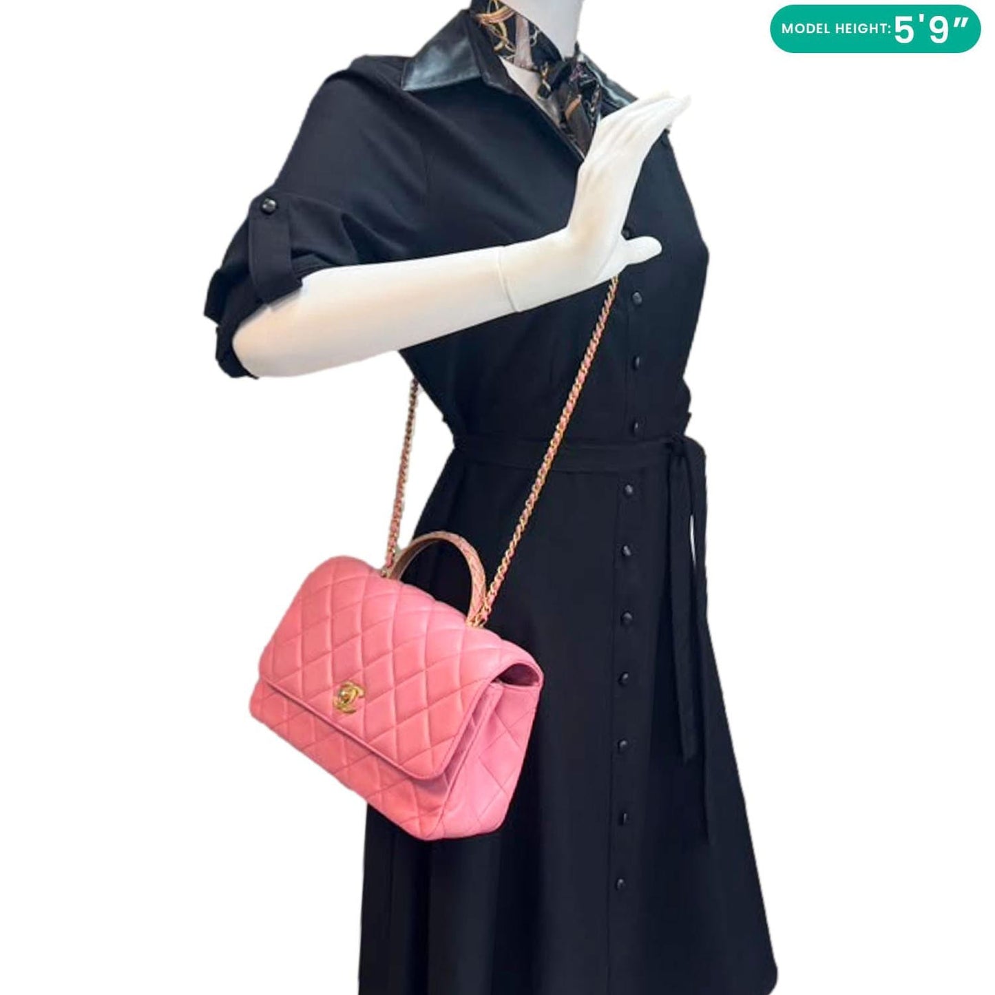 CHANEL Top Handle WOC Quilted Lambskin Leather Wallet On Chain Shoulder Bag Pink