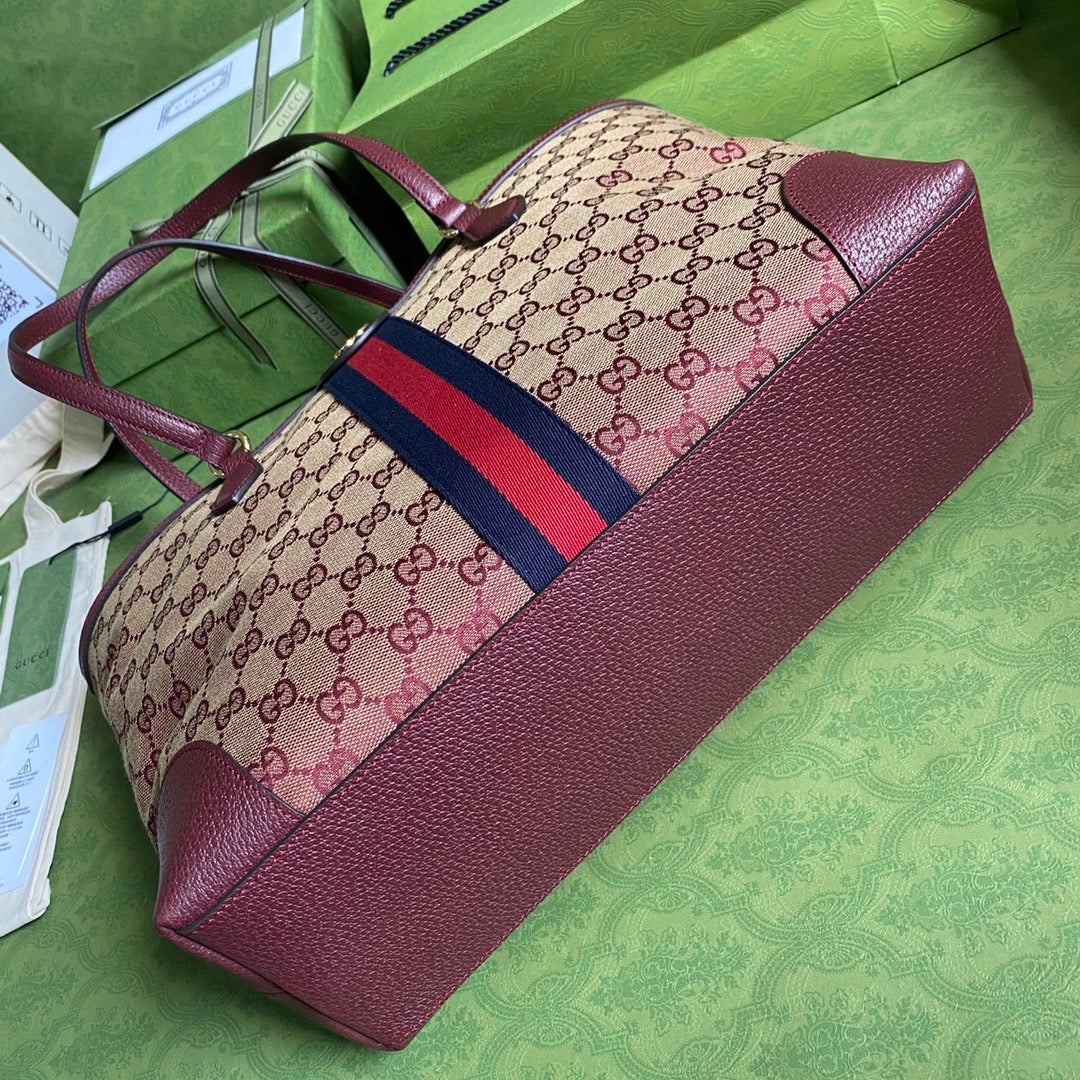 Gucci Ophidia Leather Canvas Tote Style 2