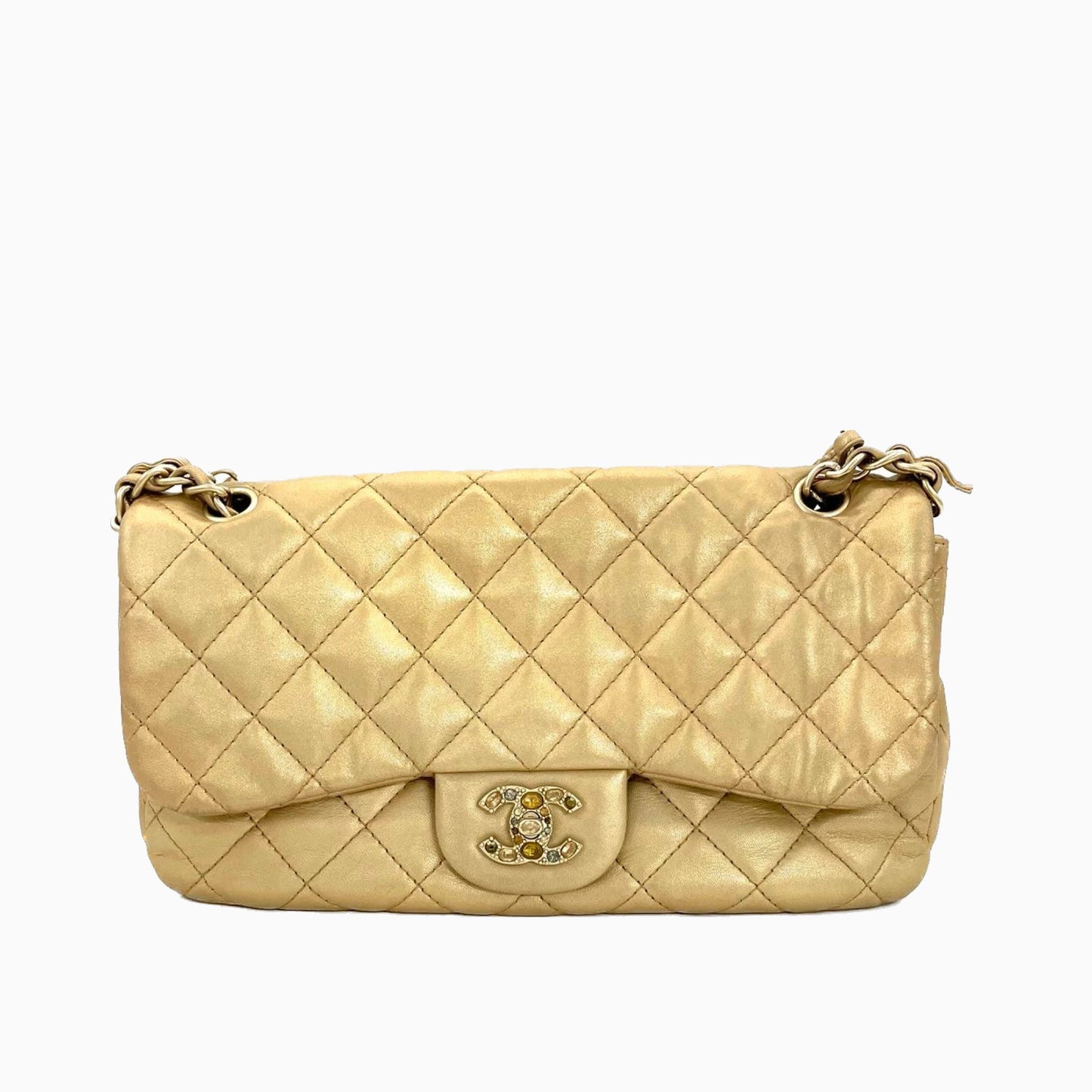 Chanel Timeless/ Classic Flap Medium Gold Gem CC Turn lock