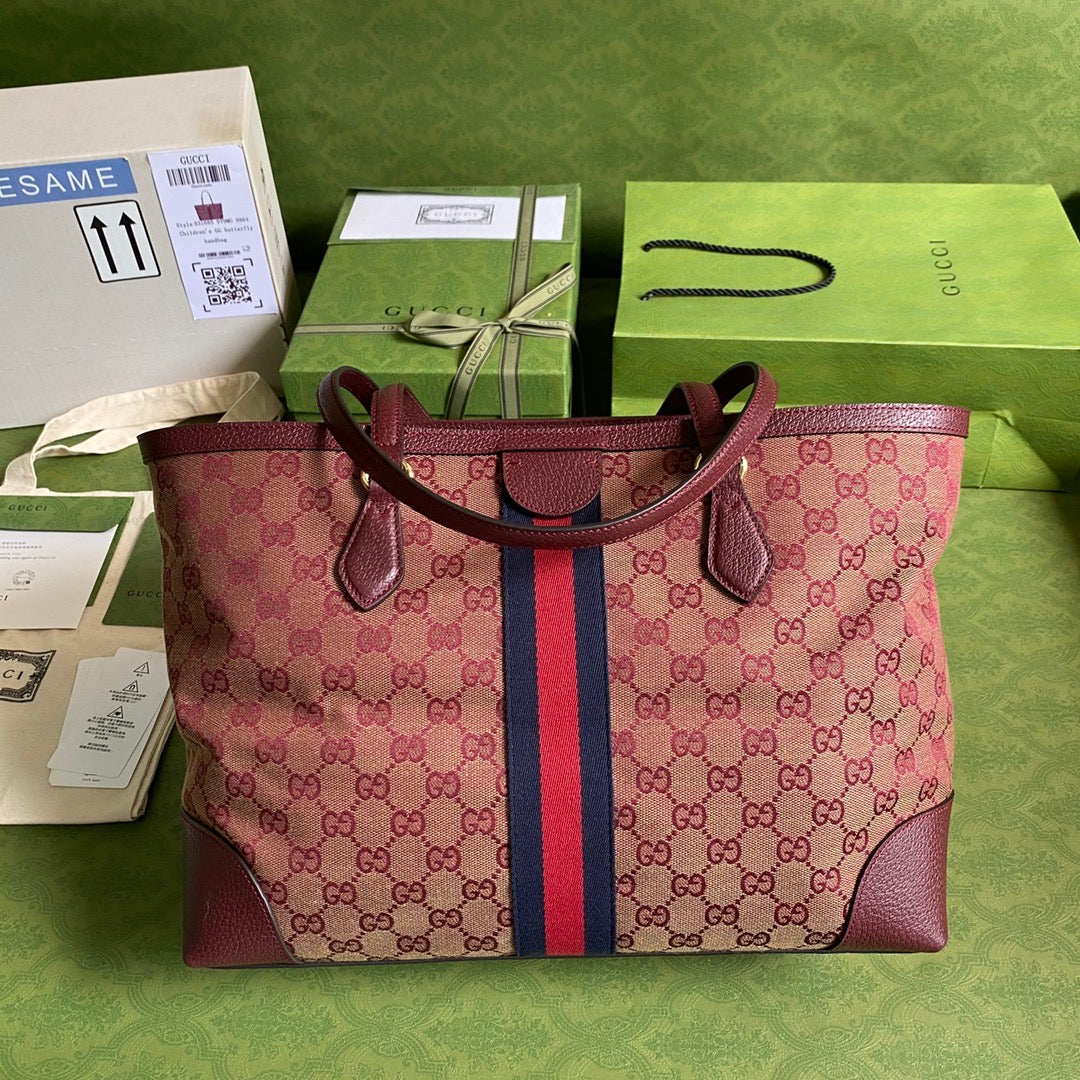 Gucci Ophidia Leather Canvas Tote Style 5