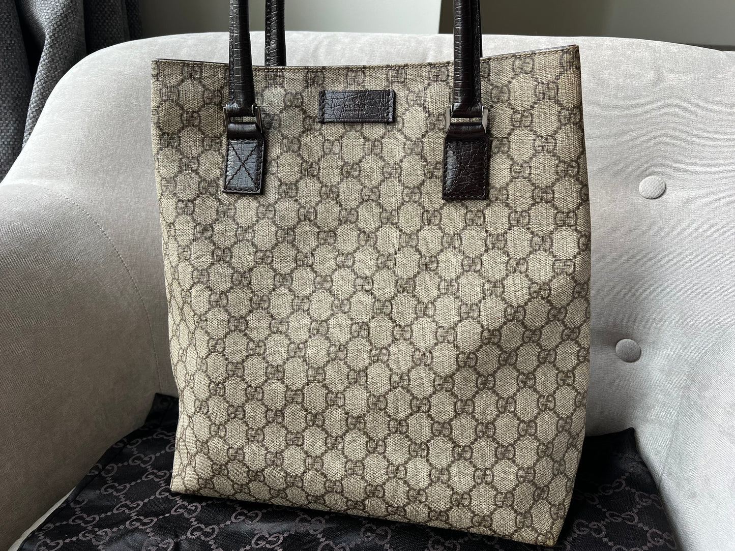 Gucci Monogram Nylon Leather Canvas Tote