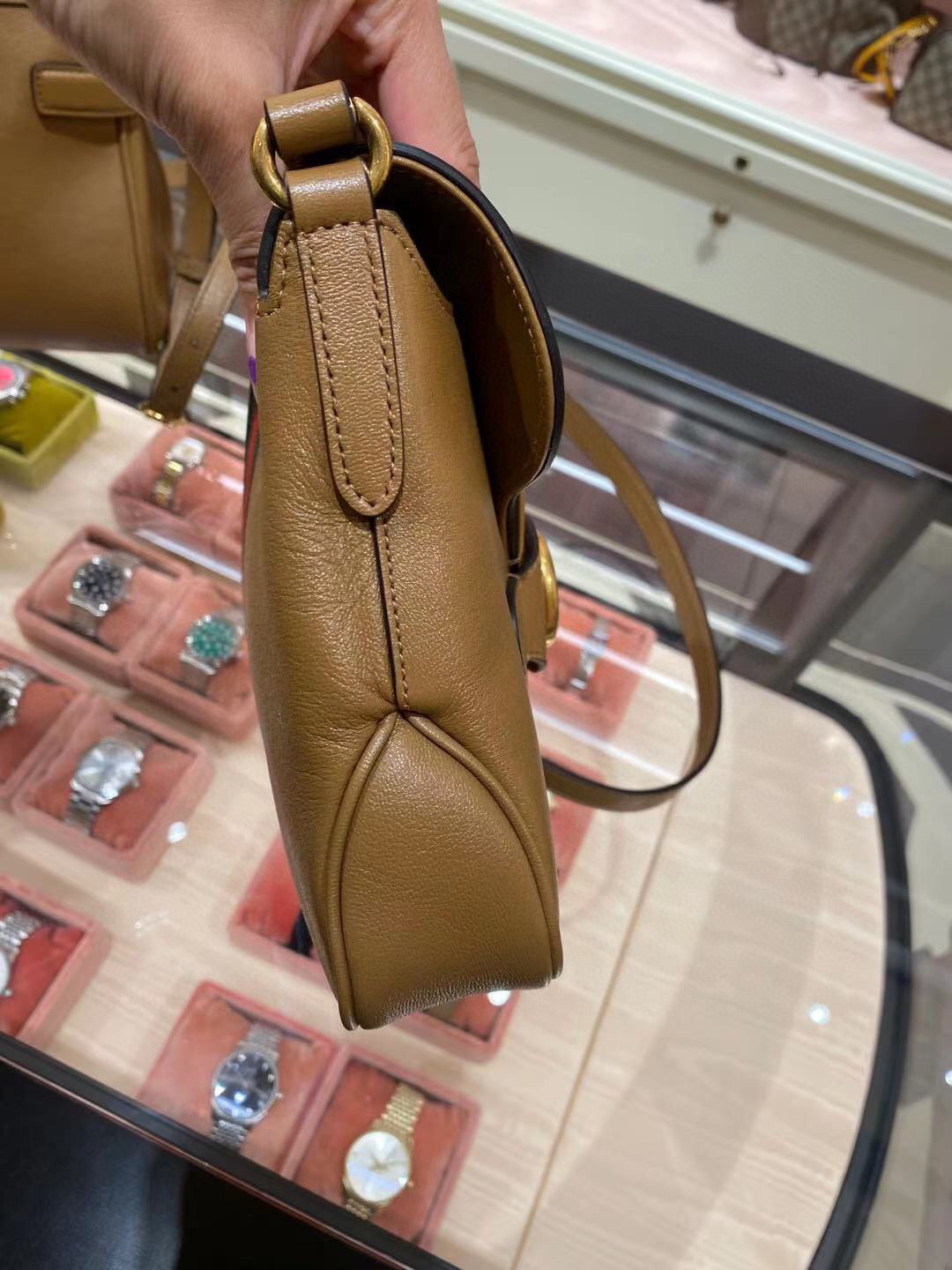 Gucci Leather Monogram Shoulder Bag Style 7