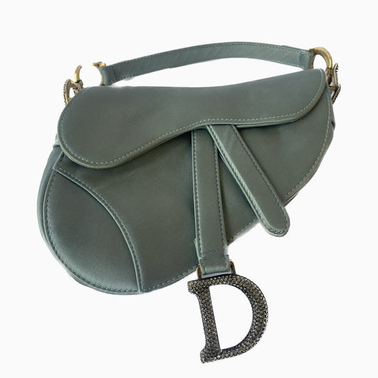 Dior Saddle Mini Silk grey with crystals