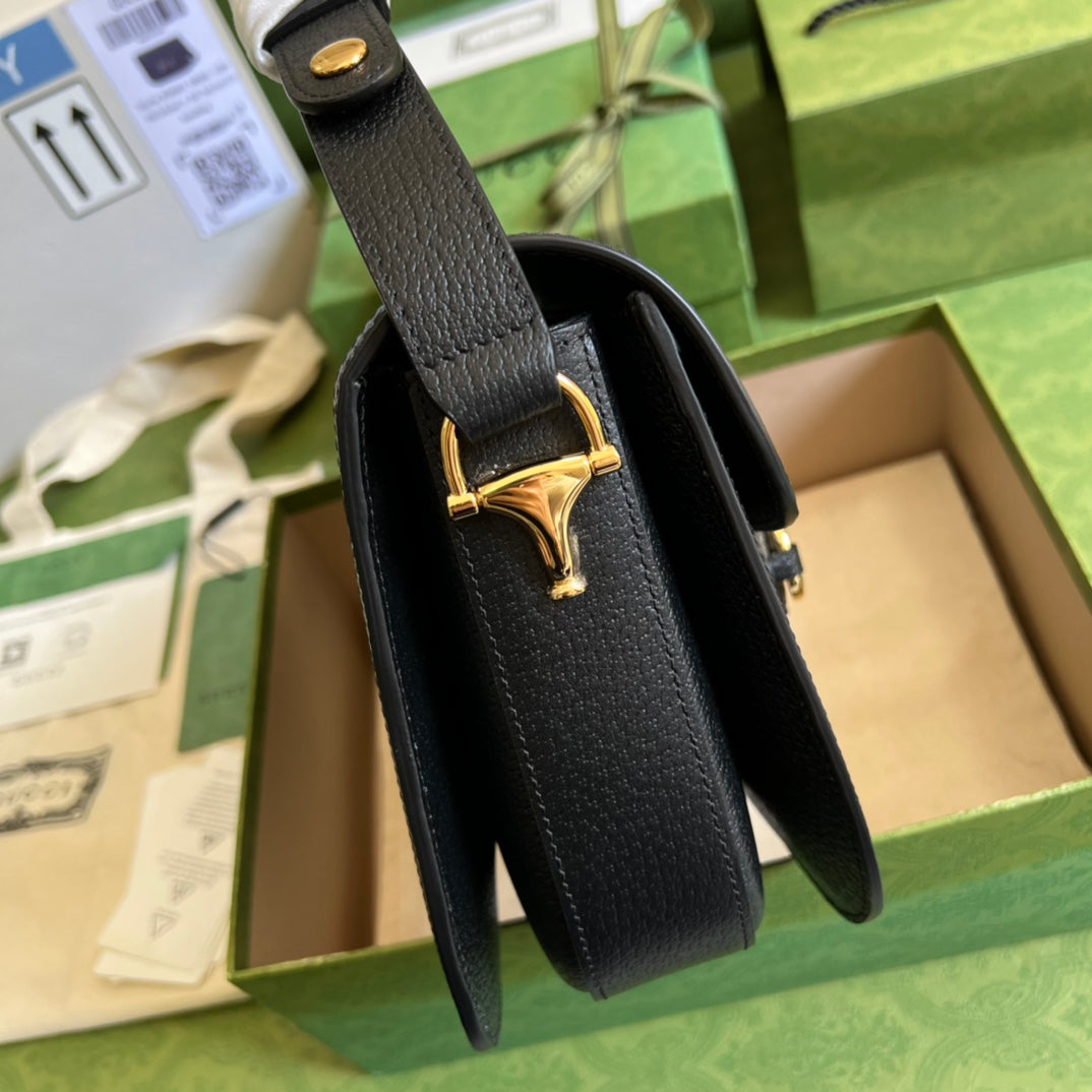 Gucci Horsebit Leather Monogram Shoulder Bag Style 2