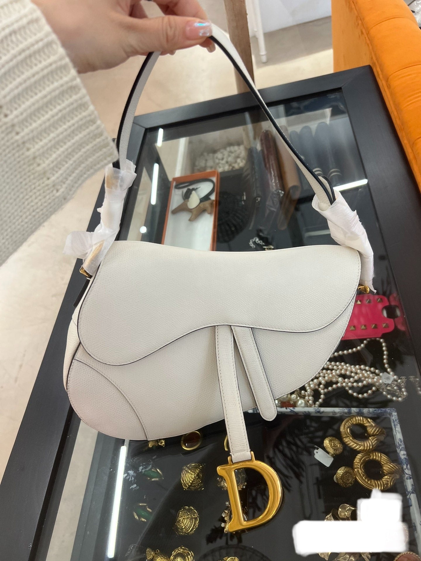 Dior Saddle White Medium Leather Handbag like new