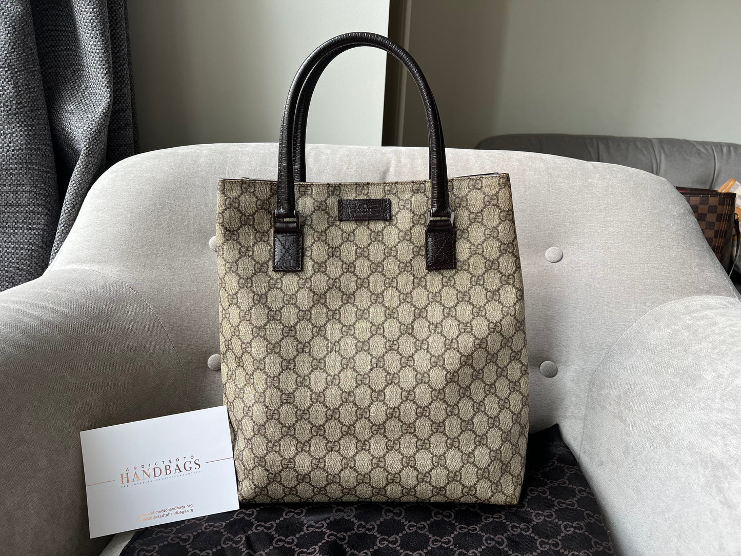 Gucci Monogram Nylon Leather Canvas Tote