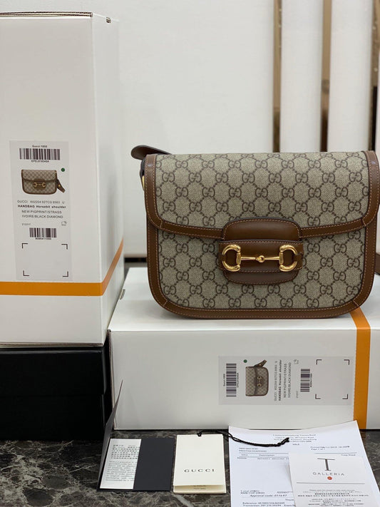 Gucci Horsebit Leather Nylon Shoulder Bag Style 7