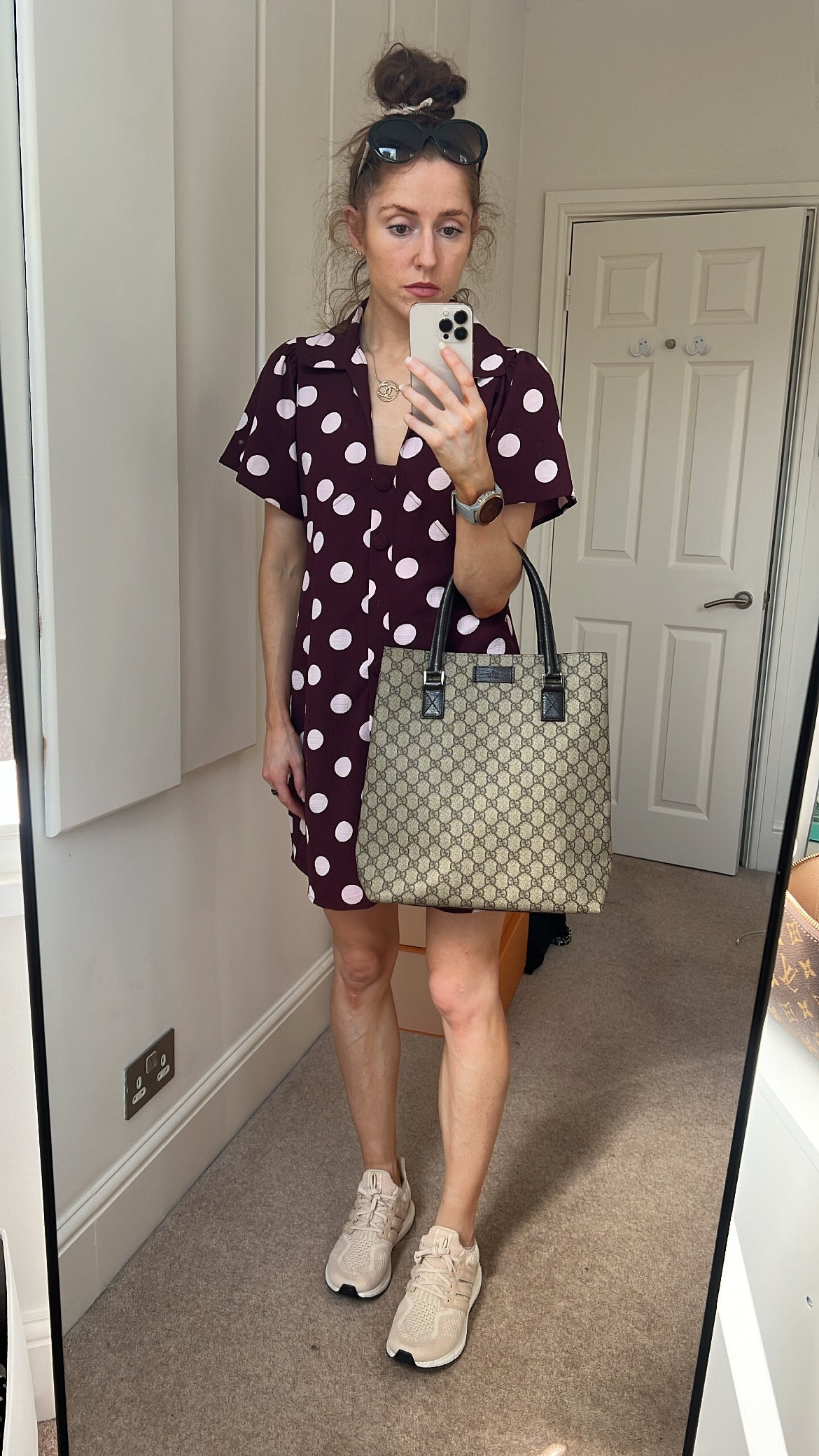Gucci Monogram Nylon Leather Canvas Tote