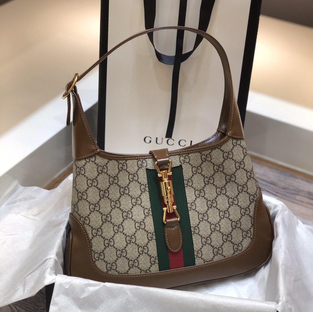 Gucci Jackie Leather Canvas Shoulder Bag Style 33