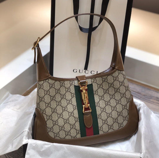 Gucci Jackie Leather Canvas Shoulder Bag Style 33