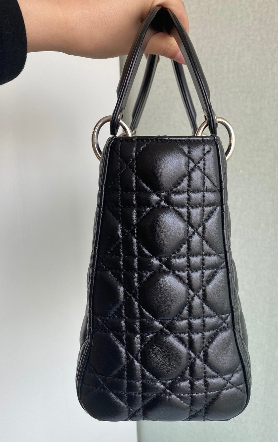 Lady Dior Black Medium Cannage Lambskin leather handbag
