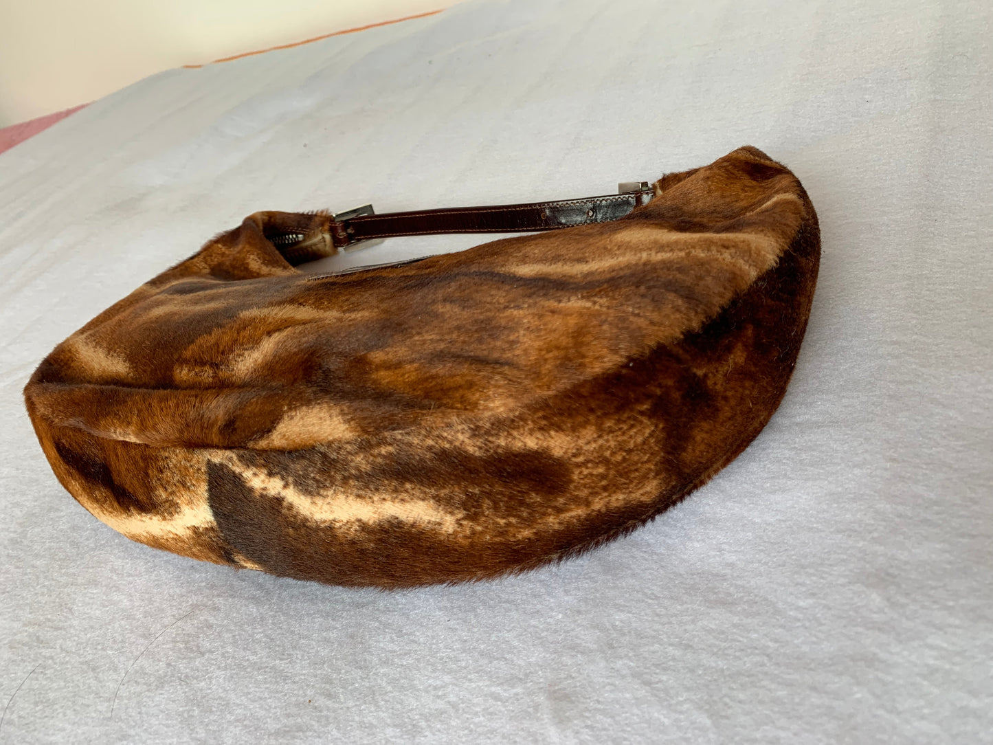 Fendi Croissant Shoulderbag Medium Size Ponyhair calfskin Brown