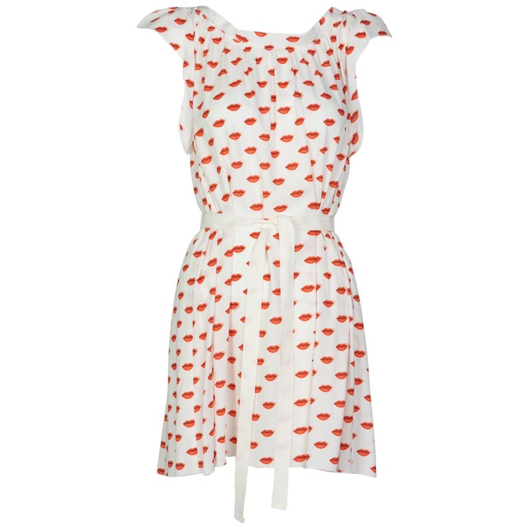 Prada Red White Lips Print Mini Dress Resort, 2012