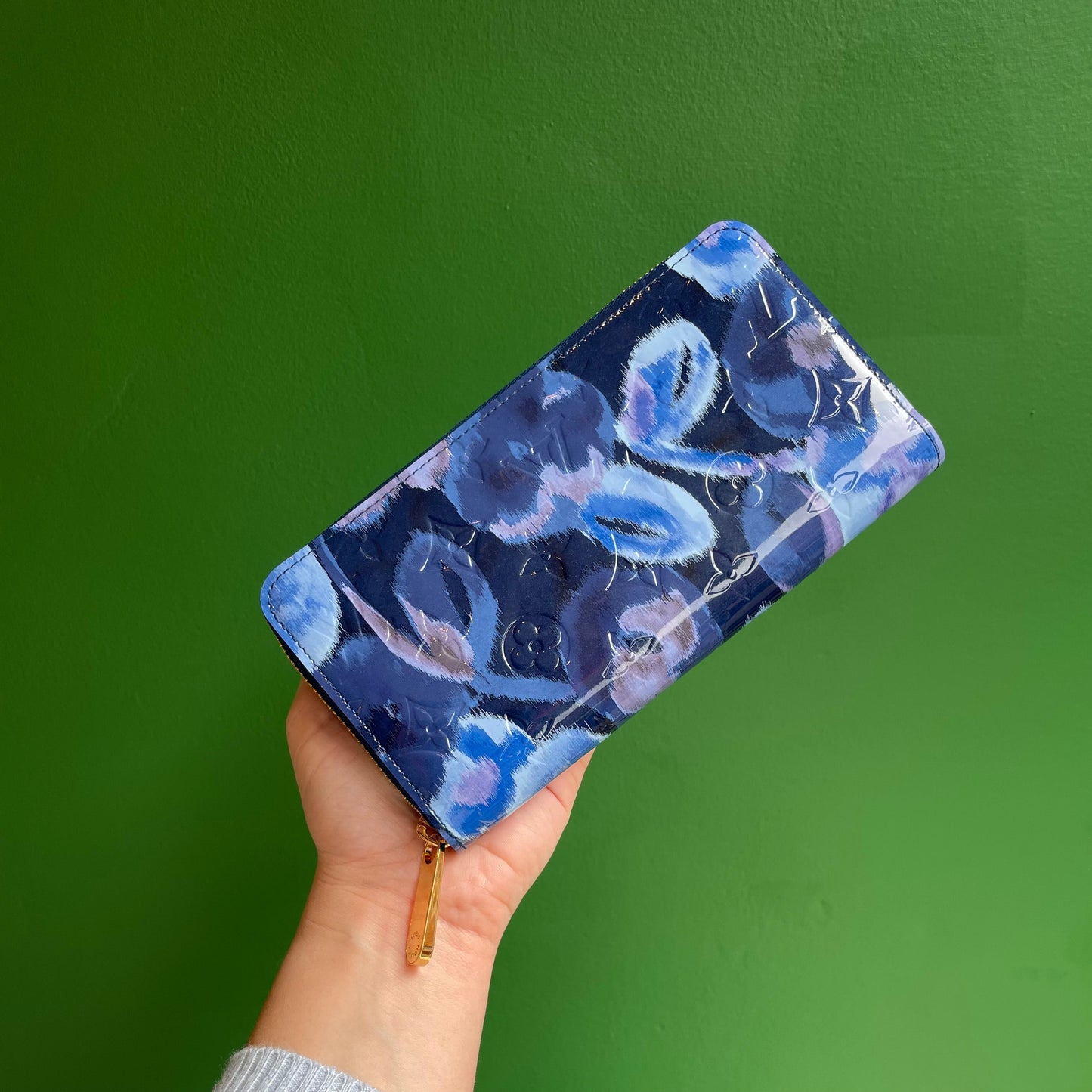 Louis Vuitton Blue Ikat Vernis Long Zippy Wallet CA0123