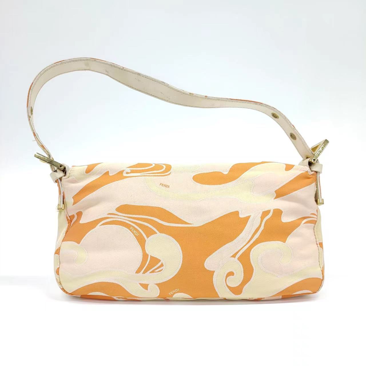 FENDI Baguette Orange Multicolor Silk with Psychedelic prints