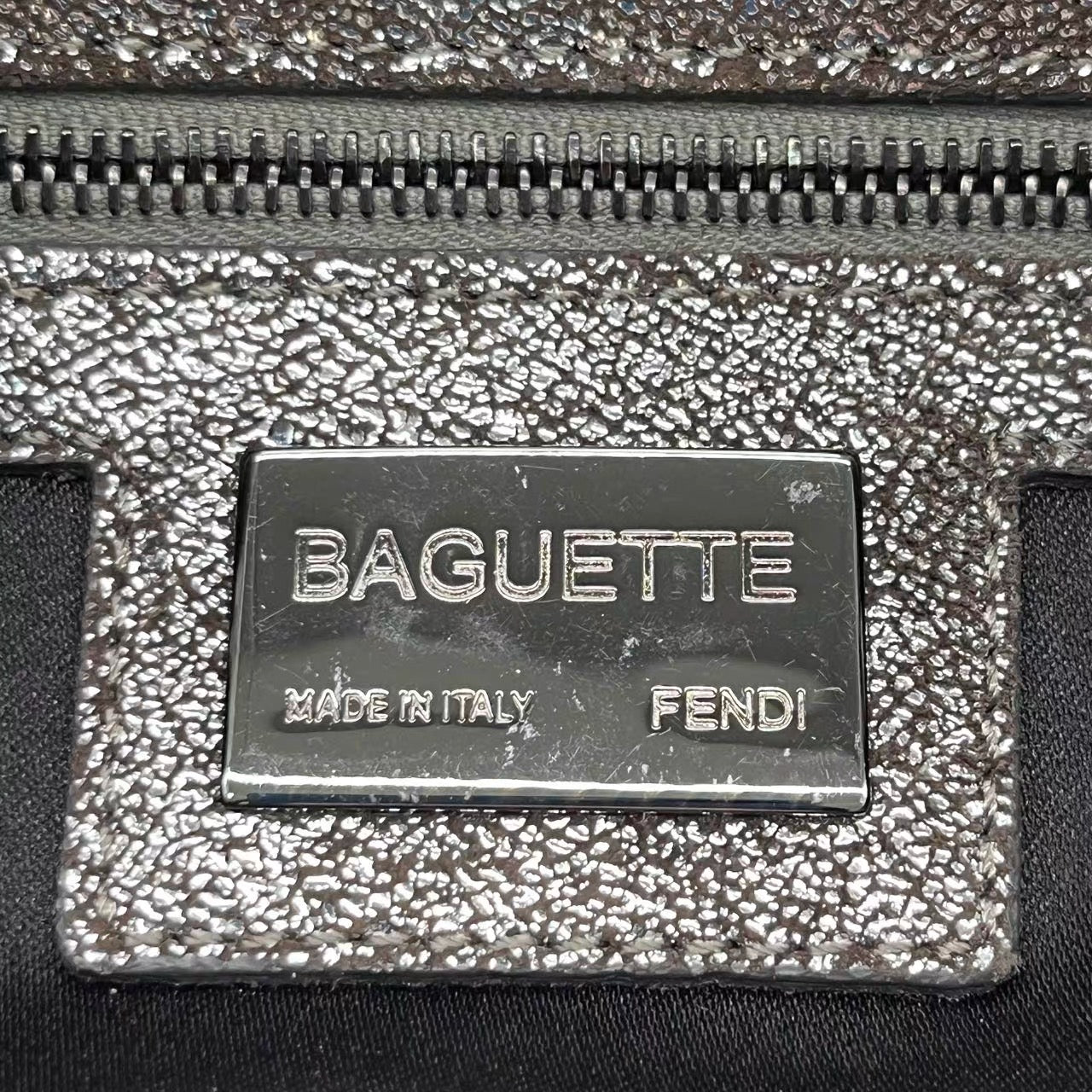 Fendi Baguette Glitter Gunmetal black glitter