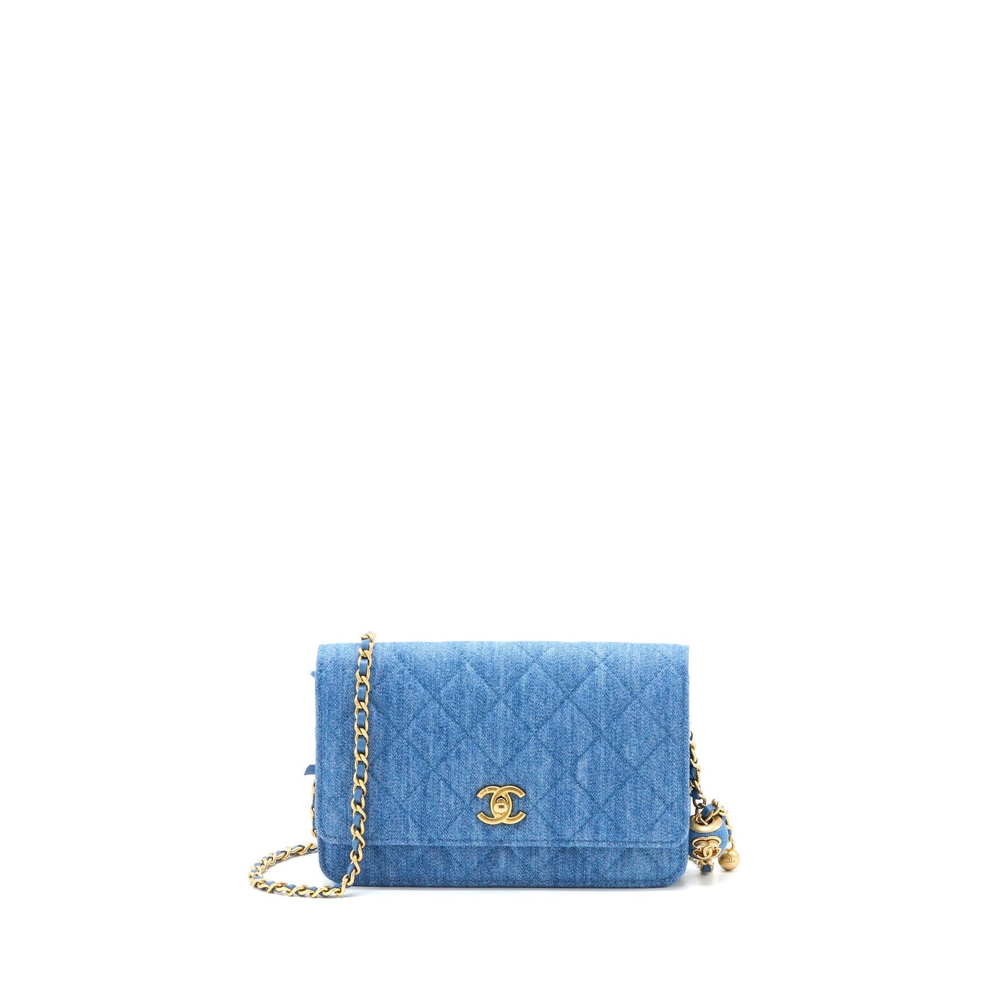 Chanel Pearl Crush Wallet On Chain Denim  (Microchip)