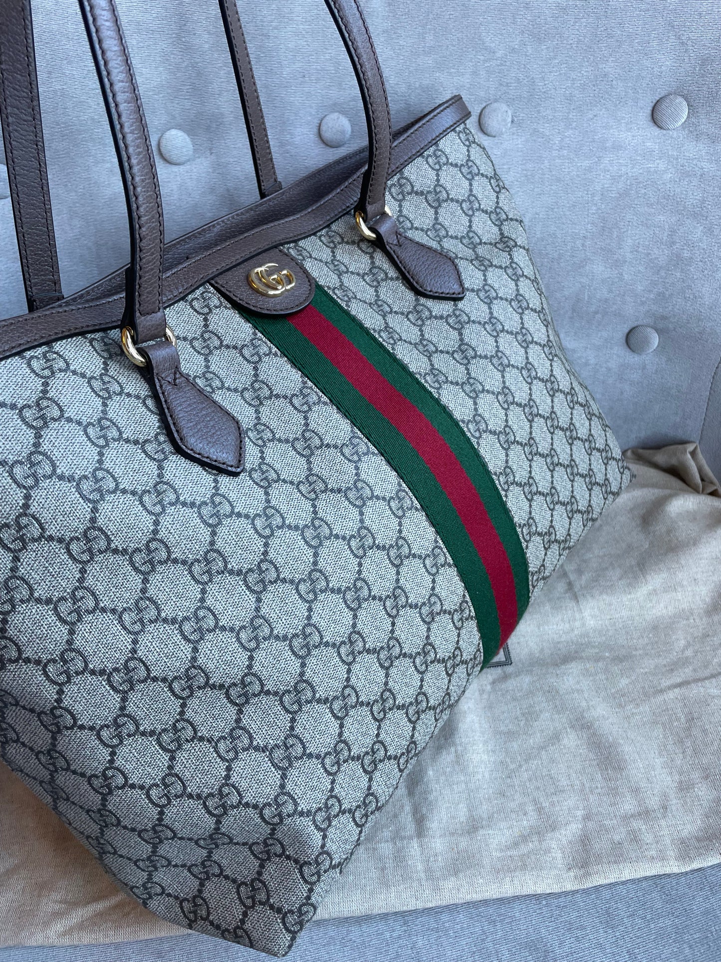 Gucci Ophidia Leather Canvas Tote Style 4