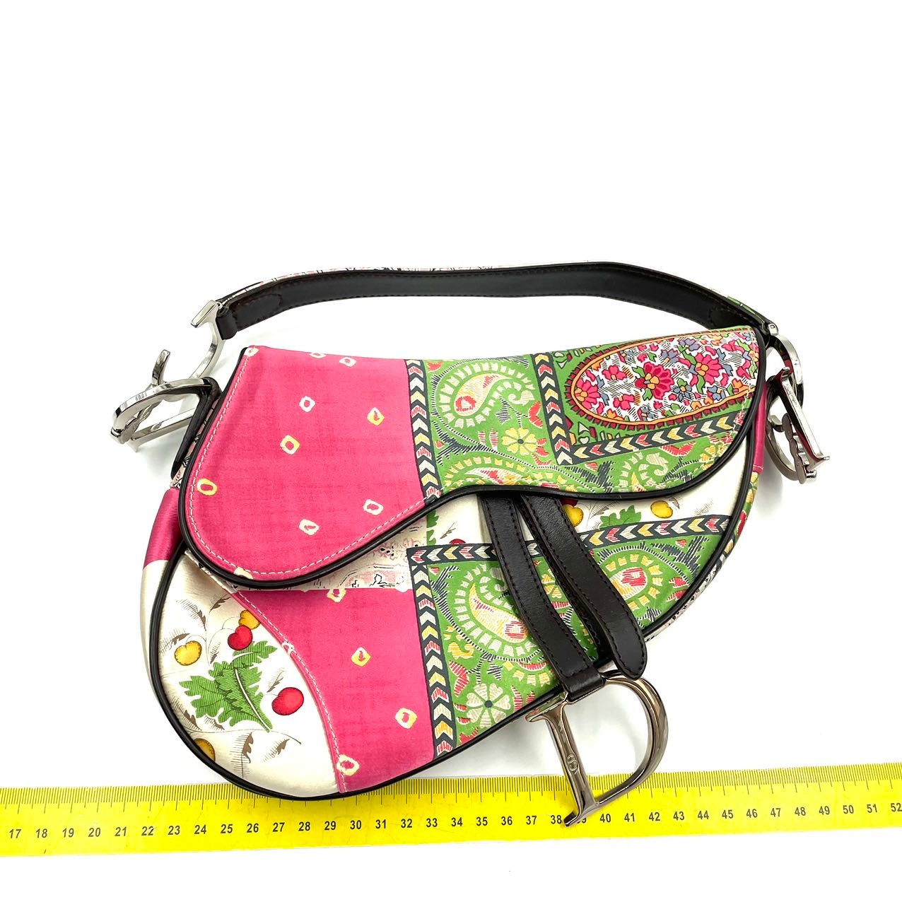 Super rare Dior Saddle Medium multicolor silk handbag
