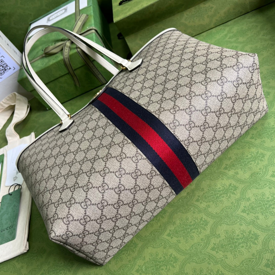 Gucci Ophidia Leather Canvas Tote Style 3