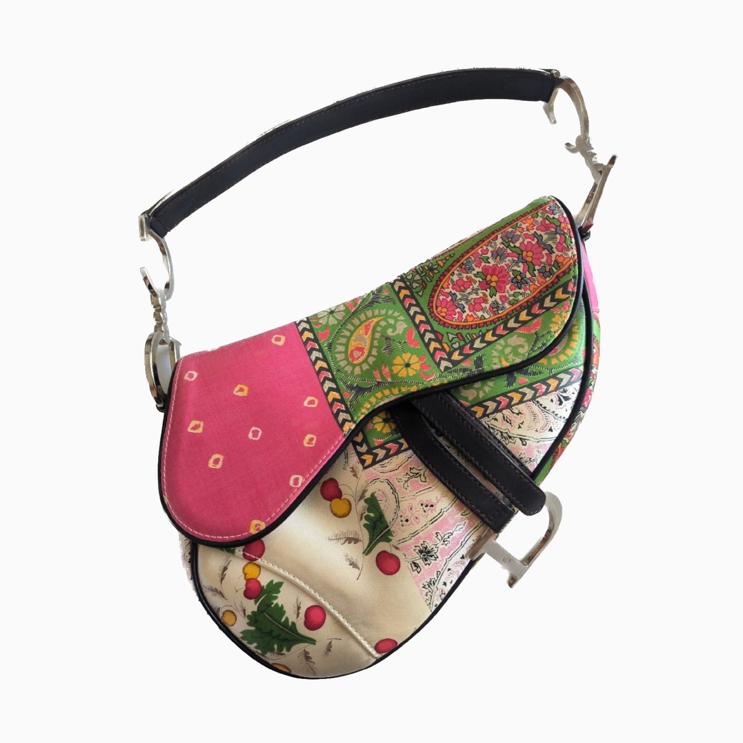 Super rare Dior Saddle Medium multicolor silk handbag