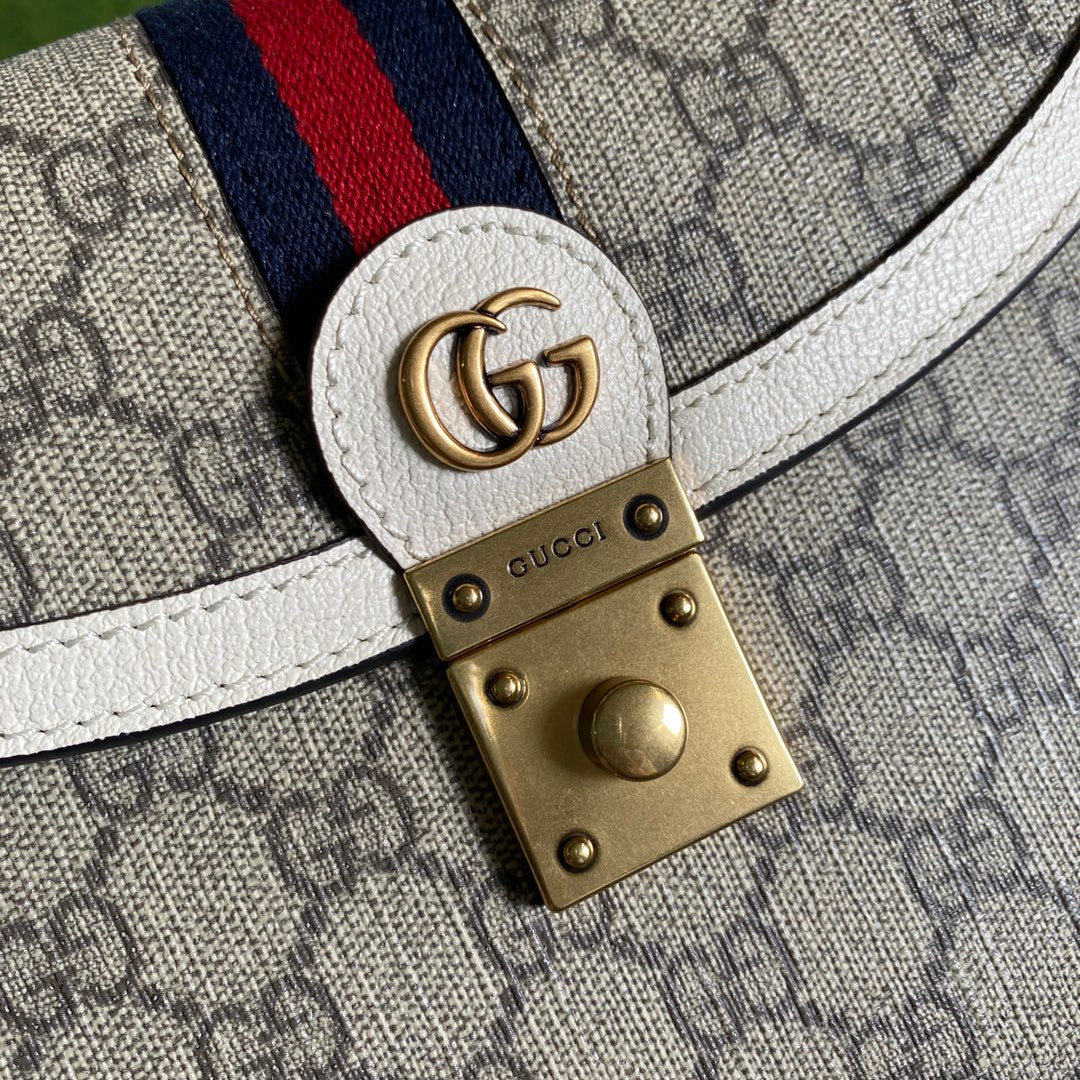 Gucci Ophidia Leather Canvas Shoulder Bag Style 5