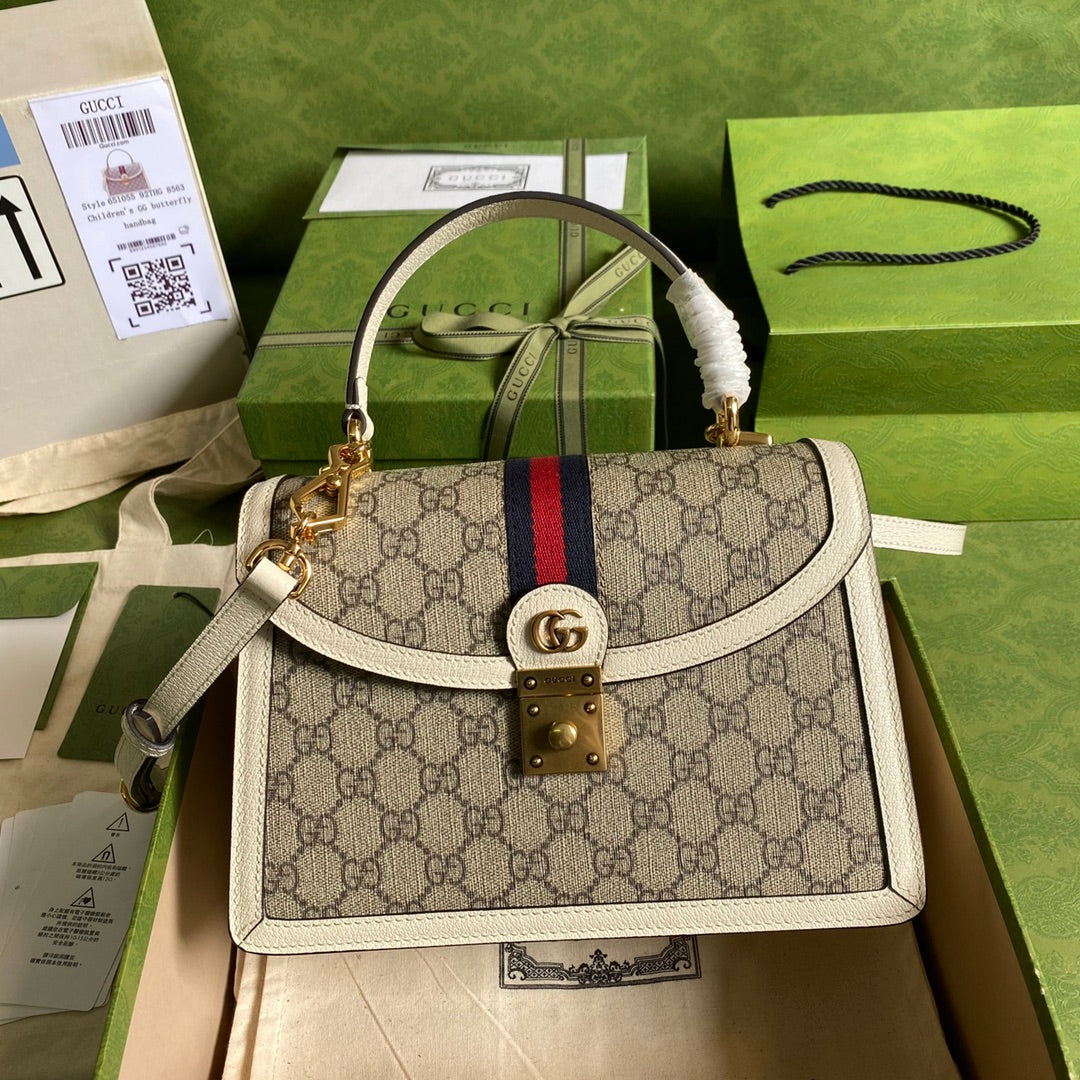Gucci Ophidia Leather Canvas Shoulder Bag Style 4
