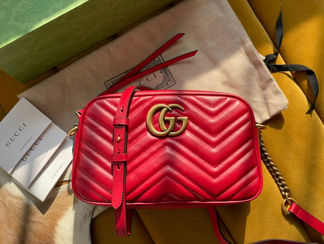 Gucci GG Marmont Leather Chain Crossbody Style 6