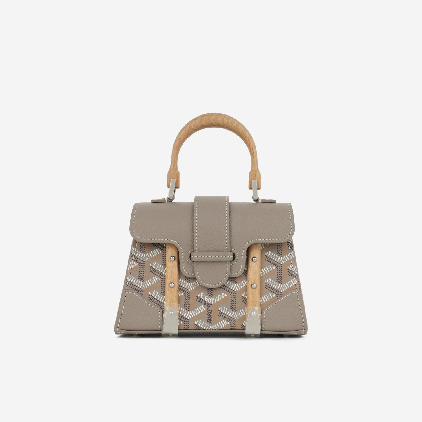 Goyard Nano Saïgon - Grey Goyardine / Grained Calfskin | Palladium Hardware (NWT)