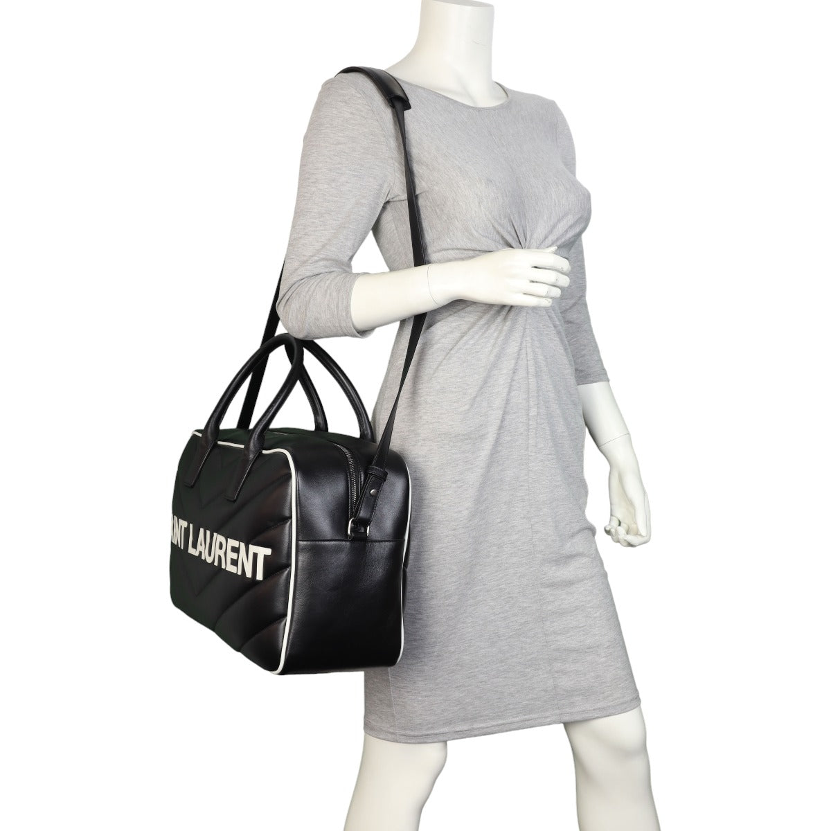 Saint Laurent Miles Matelasse Chevron Bowling Bag