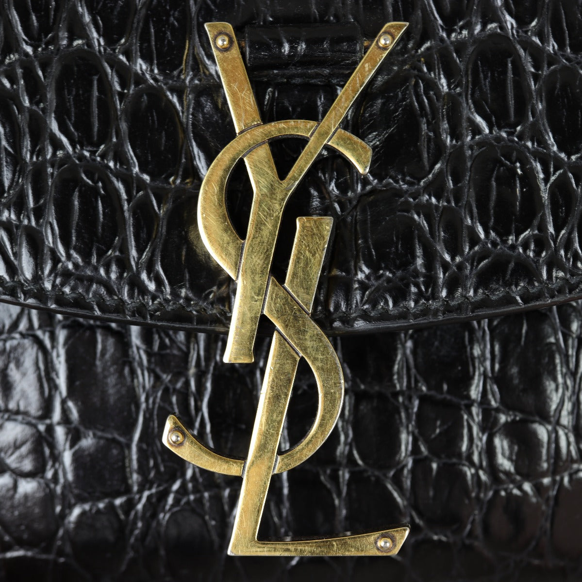 Saint Laurent Kaia Crossbody Small Croc-Embossed