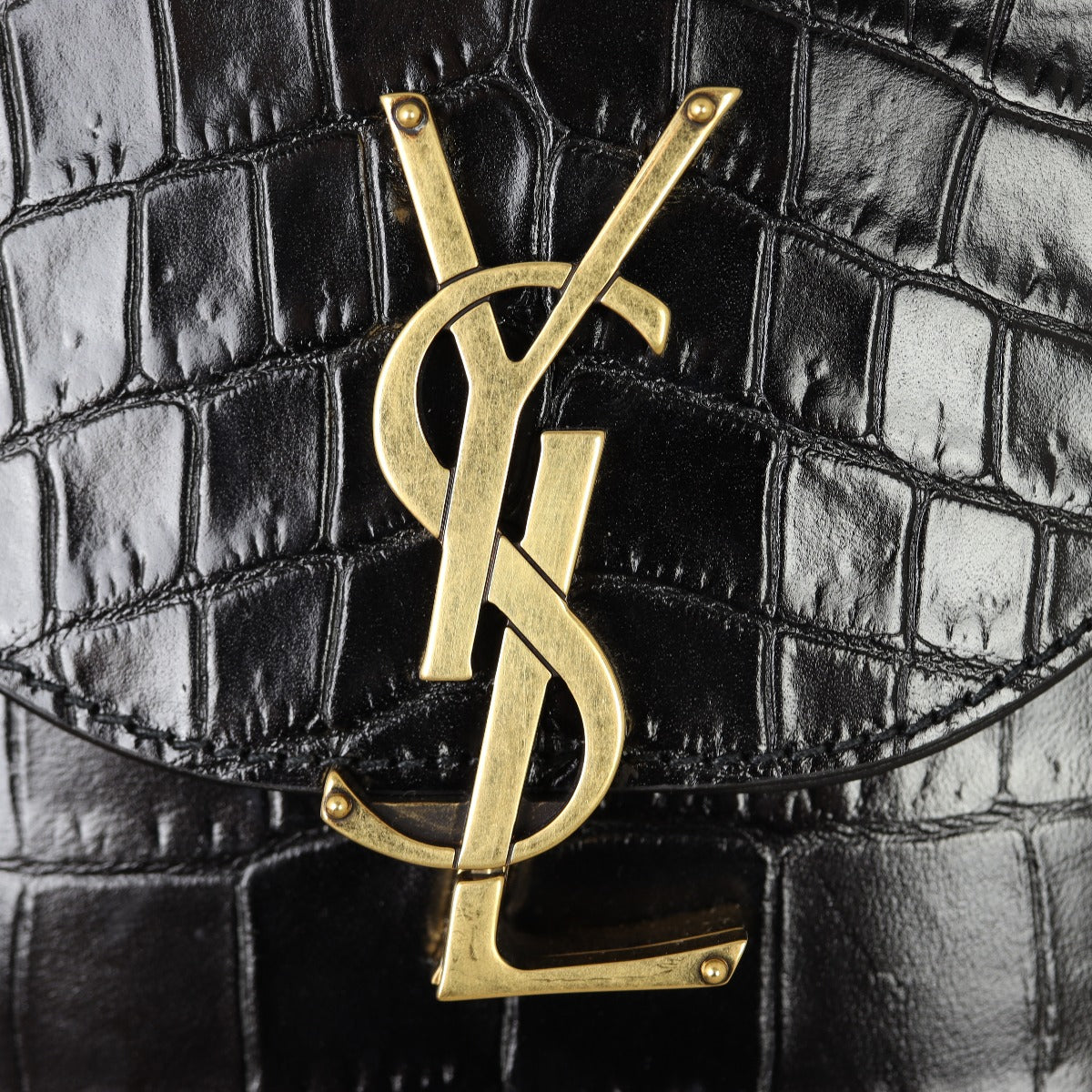 Saint Laurent June Box Bag Croc-Embossed