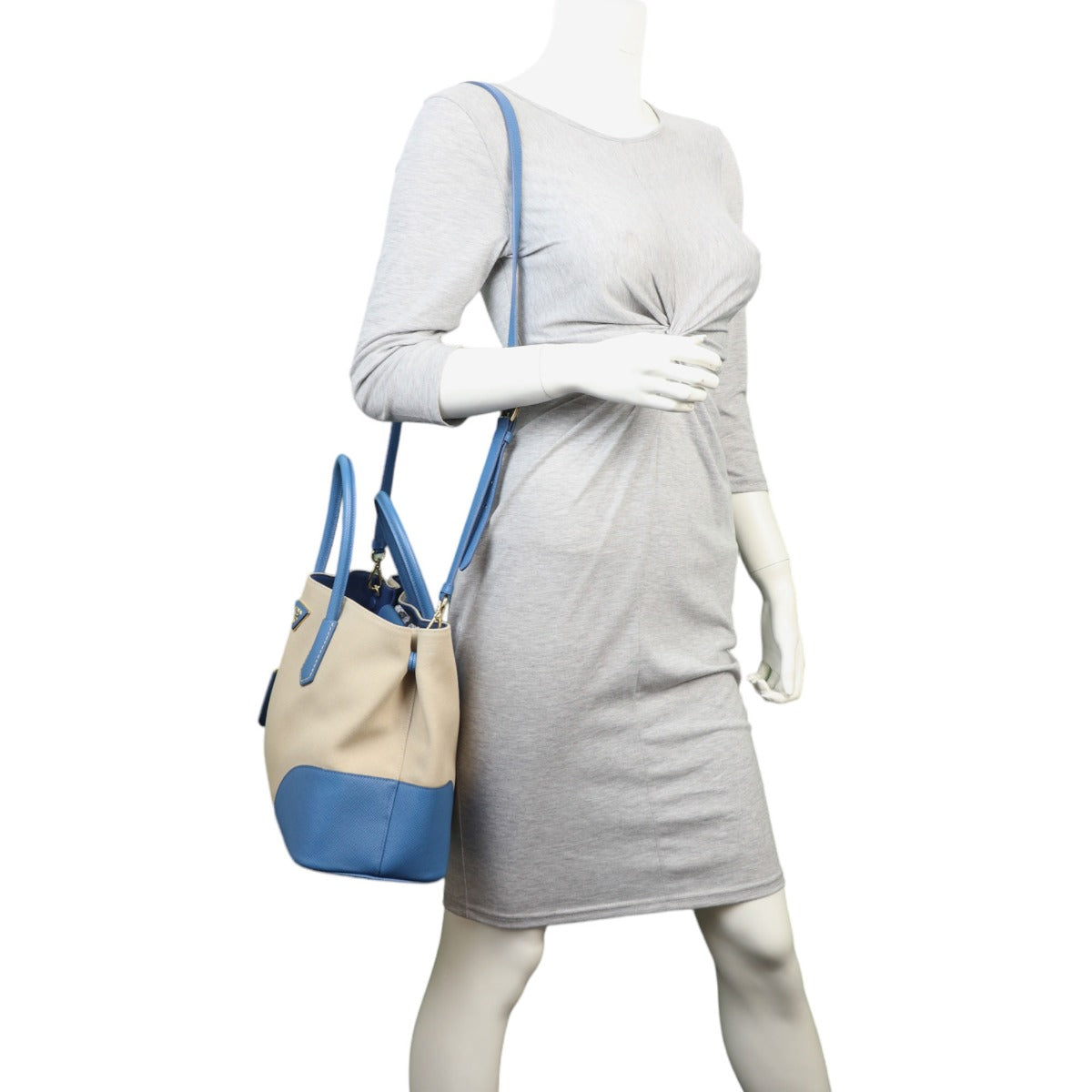 Prada Saffiano Cuir & Canapa Double Bag Medium