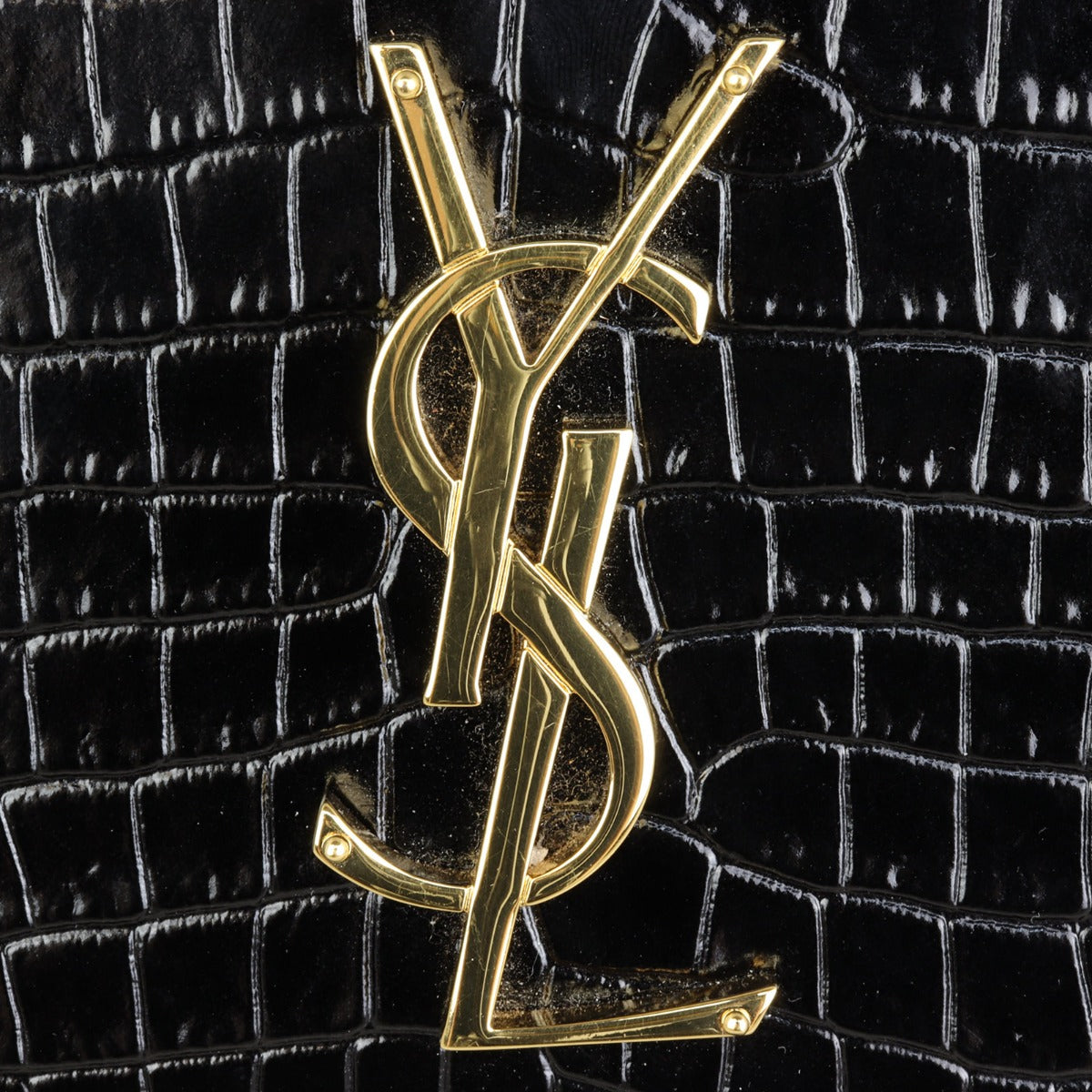 Saint Laurent Sunset Medium Croc-Embossed