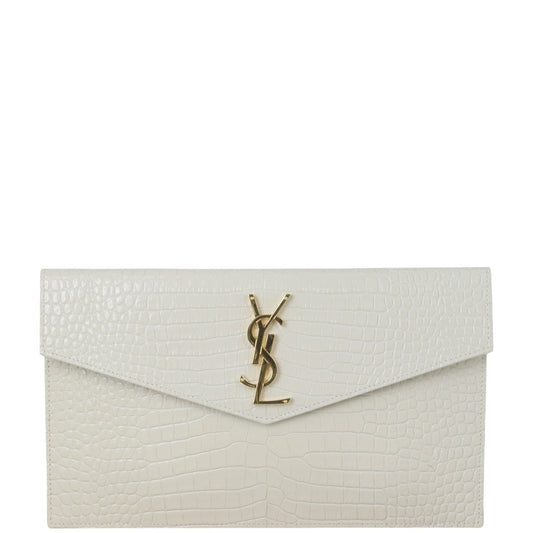 Saint Laurent Uptown Pouch Croc-Embossed