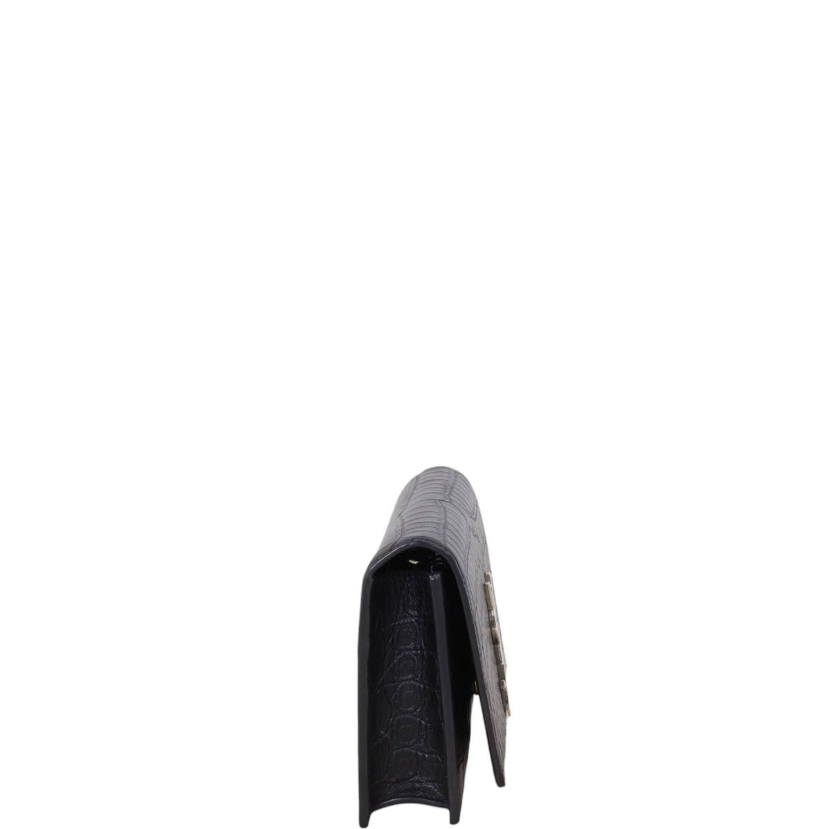 Saint Laurent Kate Tassel Chain Wallet Croc-Embossed