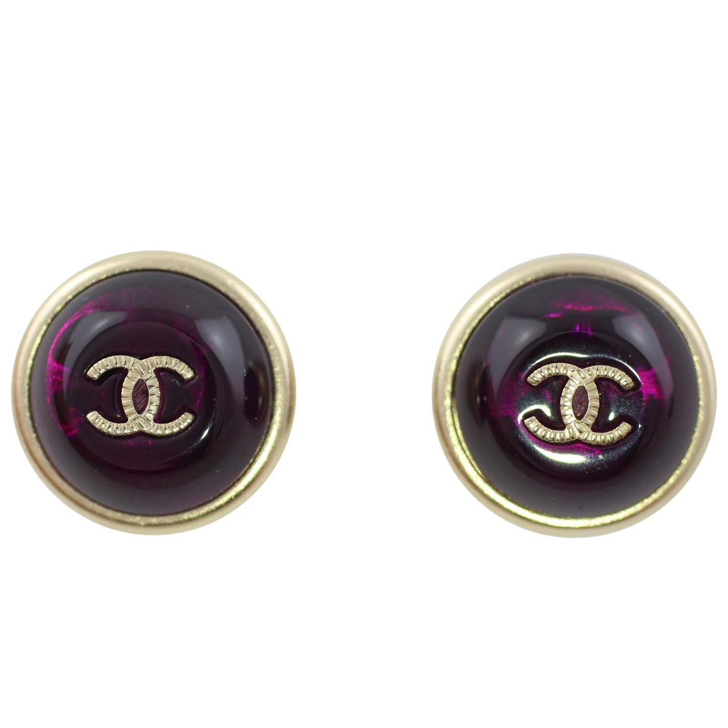 Chanel Resin CC Button Earrings