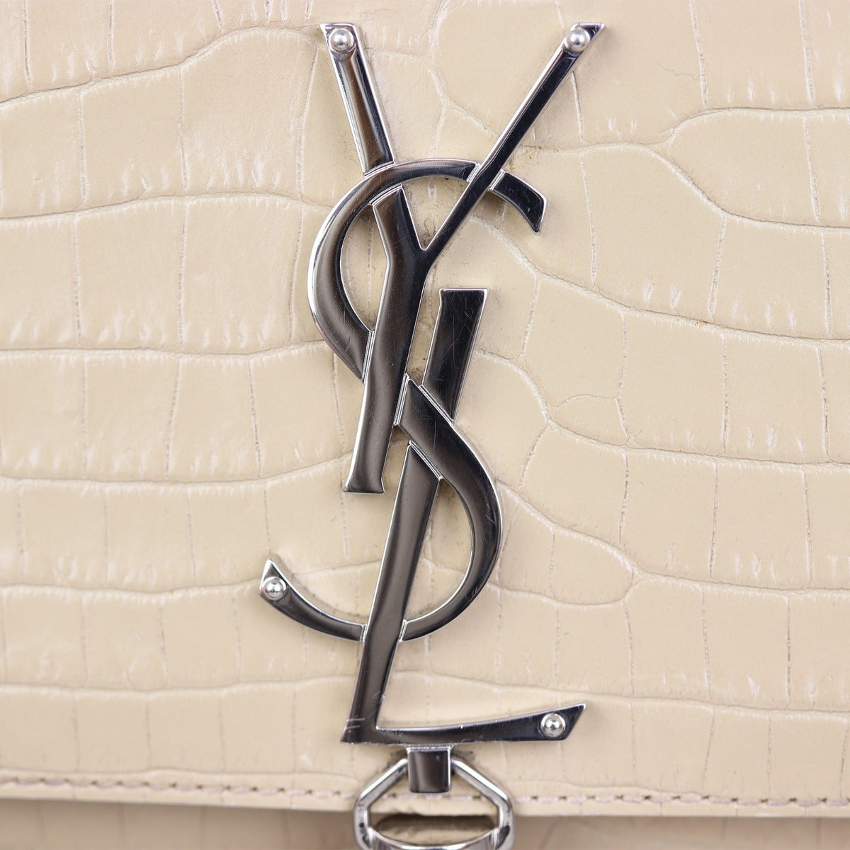 Saint Laurent Kate Tassel Clutch Croc-Embossed