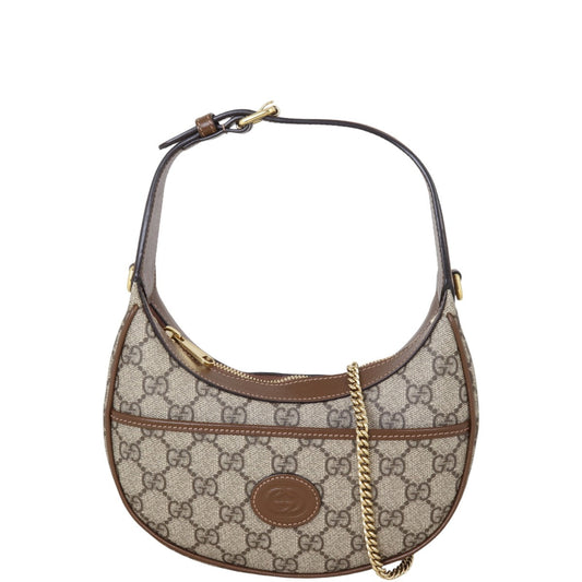 Gucci GG Supreme Half Moon Mini Shoulder Bag