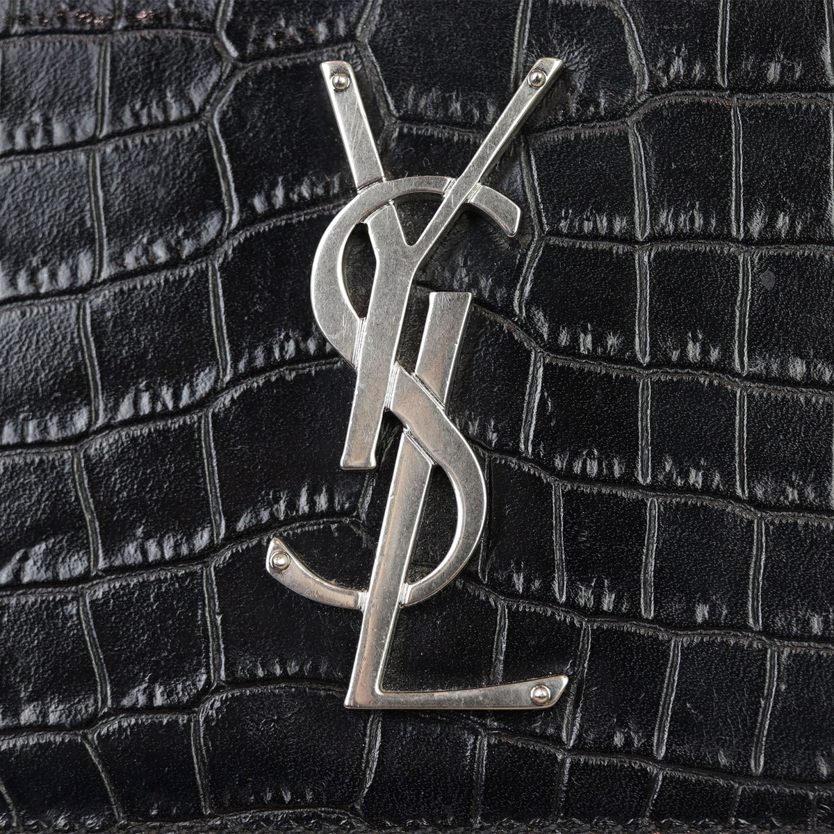 Saint Laurent Sunset Medium Croc-Embossed