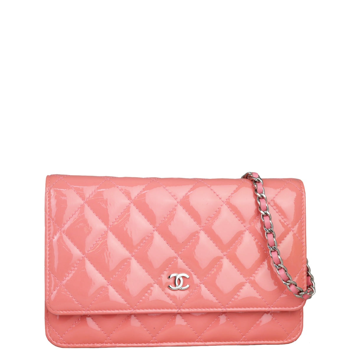Chanel Classic Wallet on Chain Patent | Coral Pink