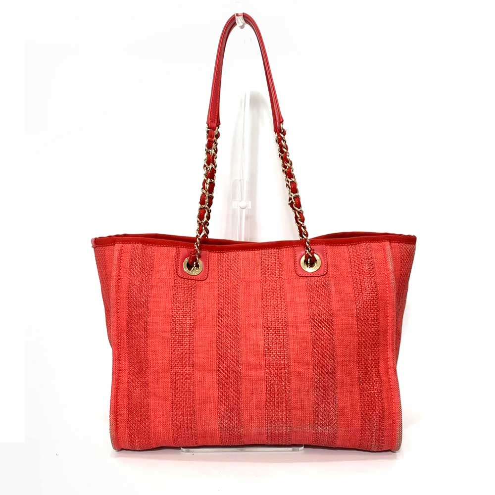 Chanel Deauville Medium Tote Bag Red Classic Flap