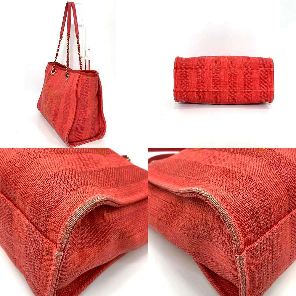 Chanel Deauville Medium Tote Bag Red Classic Flap