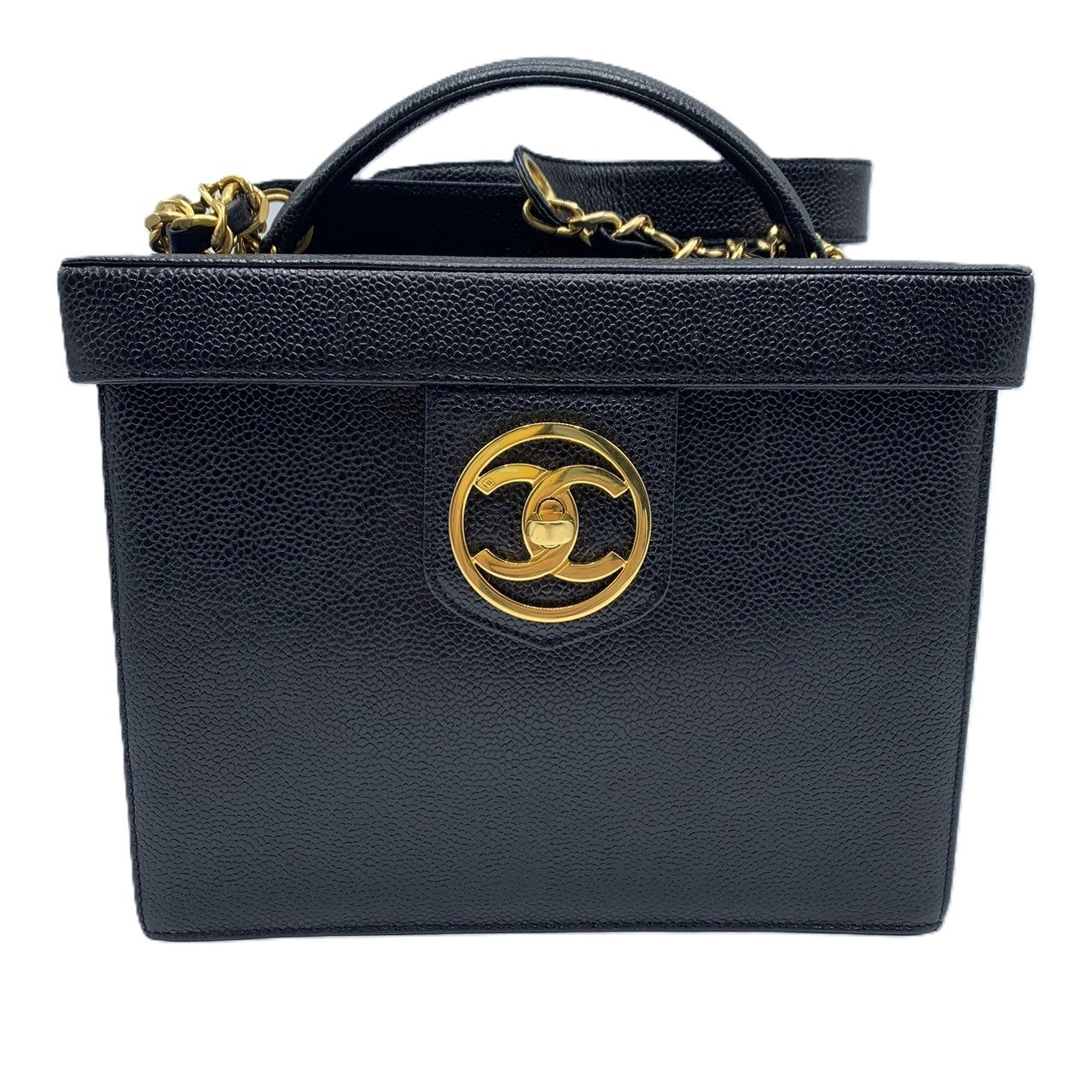 Chanel Caviar Vanity Handbag Black Classic Flap