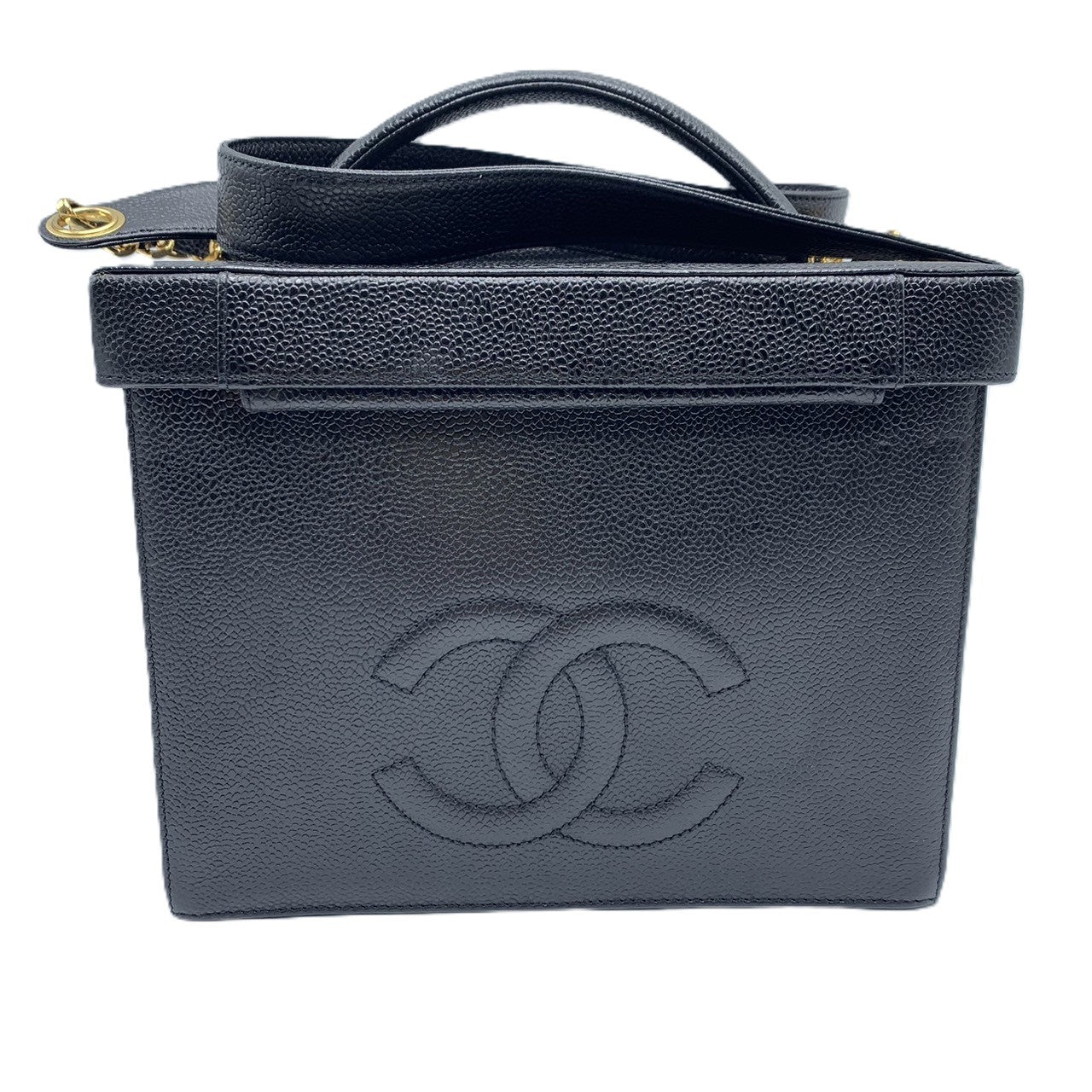 Chanel Caviar Vanity Handbag Black Classic Flap