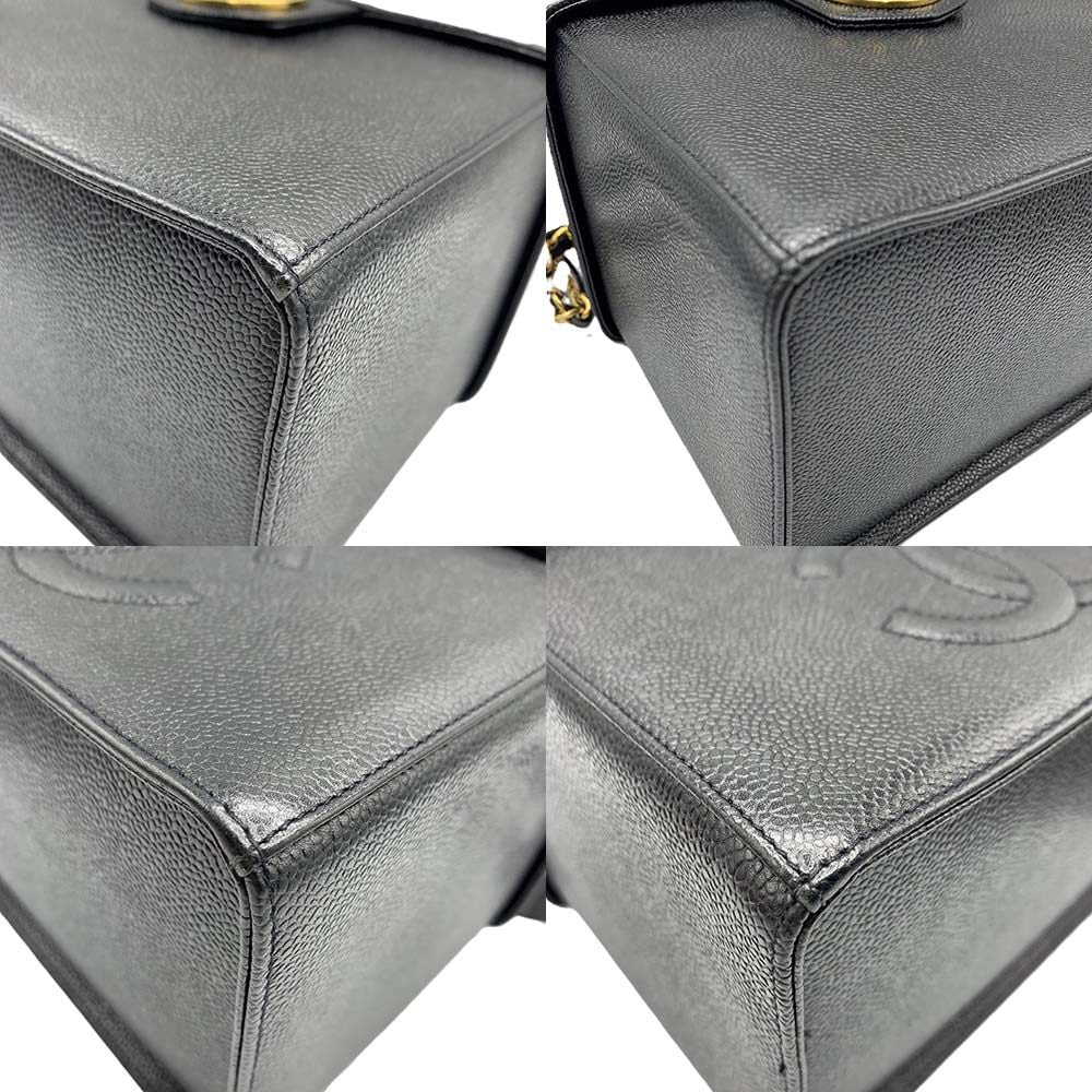 Chanel Caviar Vanity Handbag Black Classic Flap