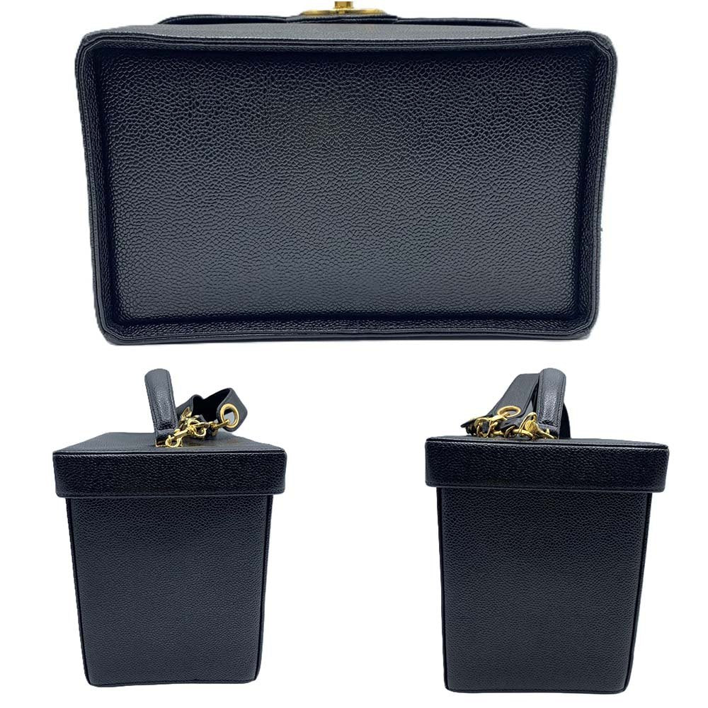 Chanel Caviar Vanity Handbag Black Classic Flap
