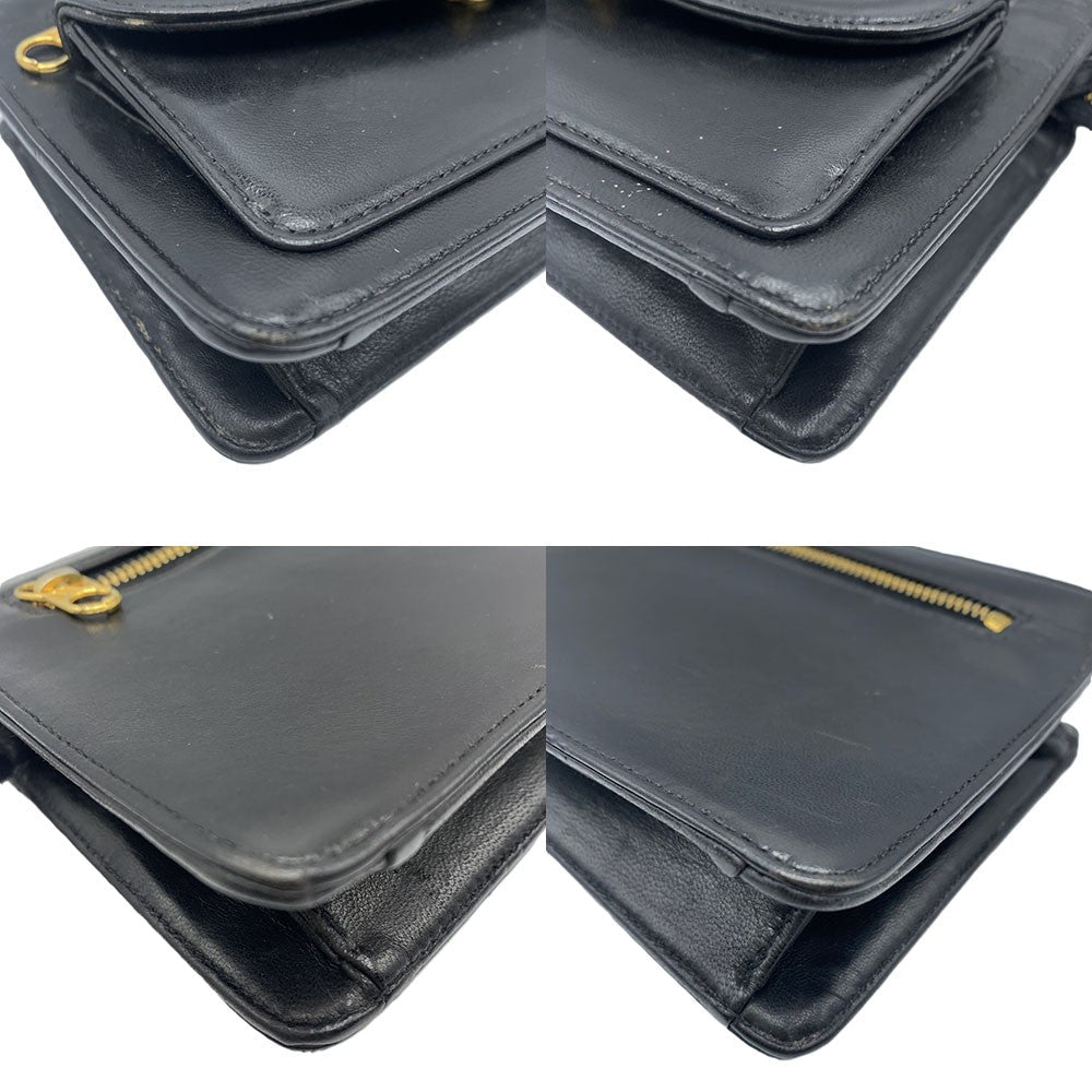 Chanel Leather Clutch Bag Black Classic Flap