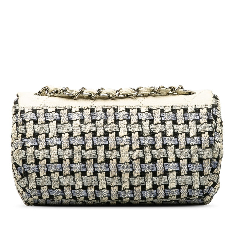 Chanel Wild Stitch Tweed Wool Leather Shoulder Bag Classic Flap