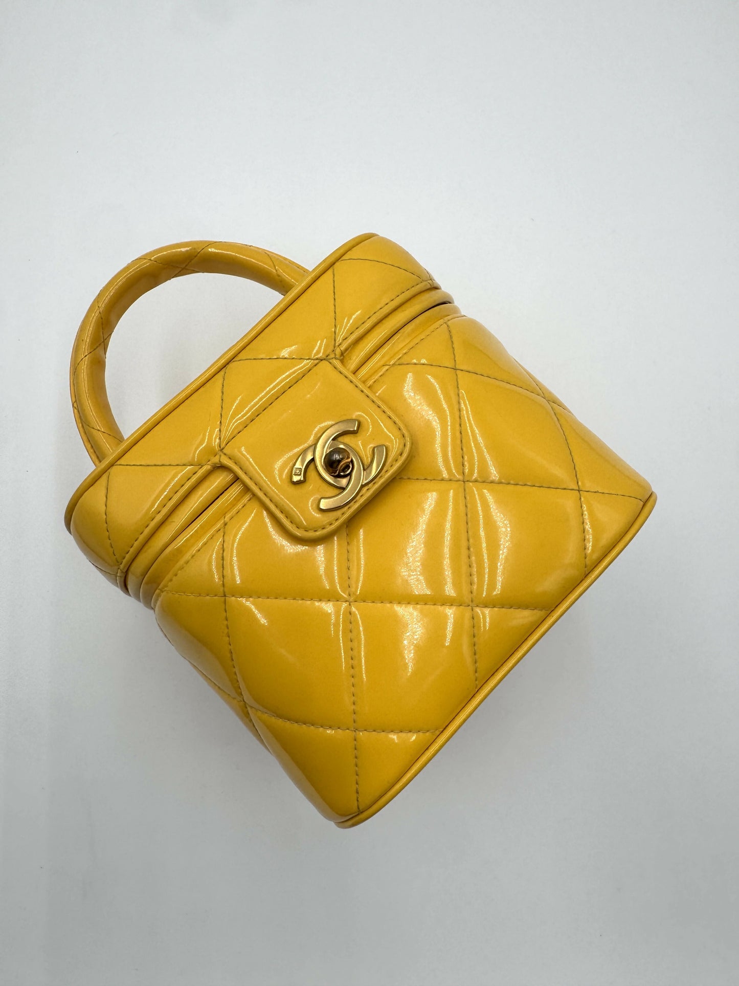 Chanel 1995  Barbie Yellow Heart-Mirror Vanity Case Bag